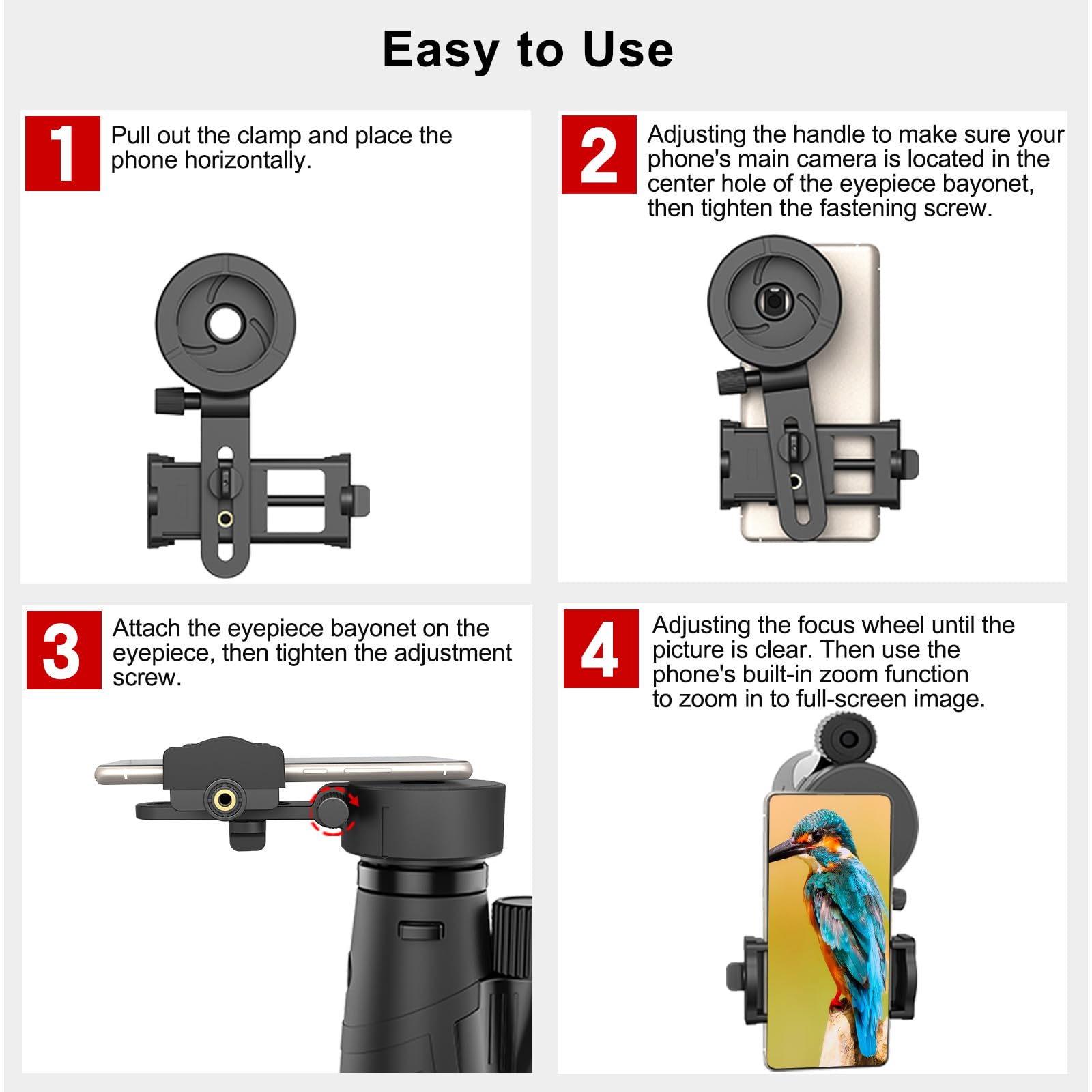Eyeskey Universal Phone Adapter   Capture Stunning Moments With Your Smartphone Through Binoculars, Monoculars, Scopes, Telescopes, And Microscopes   Fits Most Smartphones